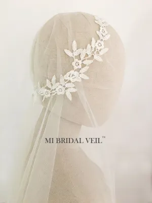 Juliet Cap Veil,1920s Inspired Bridal Veil, Rose Lace Wedding Veil, Mi Bridal