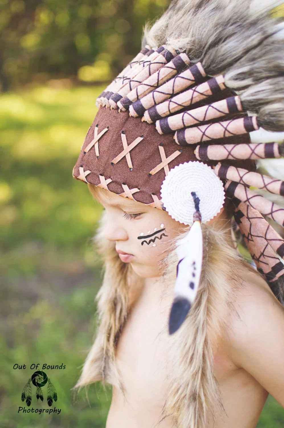 K12 From 5-8 years Kid / Child's: white and black swan feather Headdress 21 inch. – 53,34 cm.