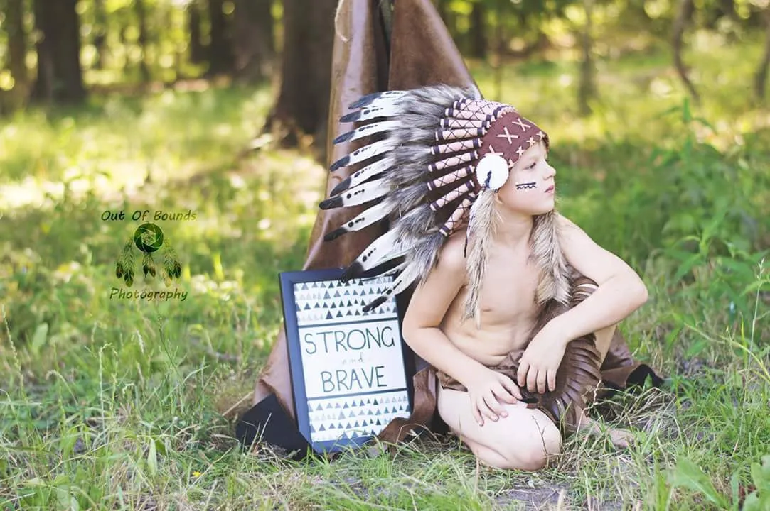 K12 From 5-8 years Kid / Child's: white and black swan feather Headdress 21 inch. – 53,34 cm.