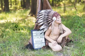 K12 From 5-8 years Kid / Child's: white and black swan feather Headdress 21 inch. – 53,34 cm.