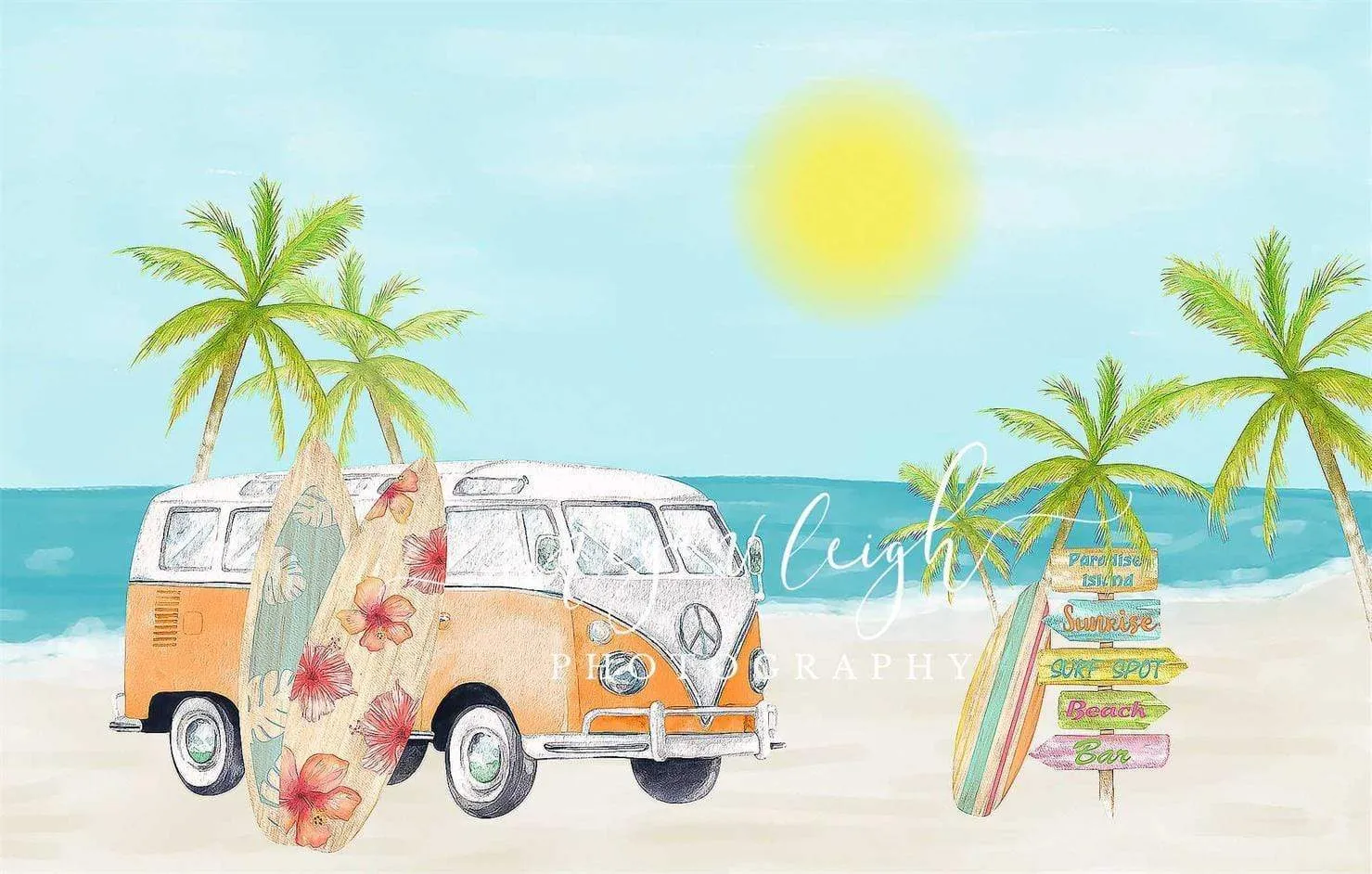 Kate Beach Van Summer Backdrop Designed by Megan Leigh Photography