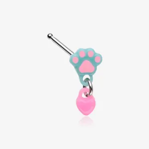 Kawaii Pop Paw Heart Dangle Nose Stud Ring