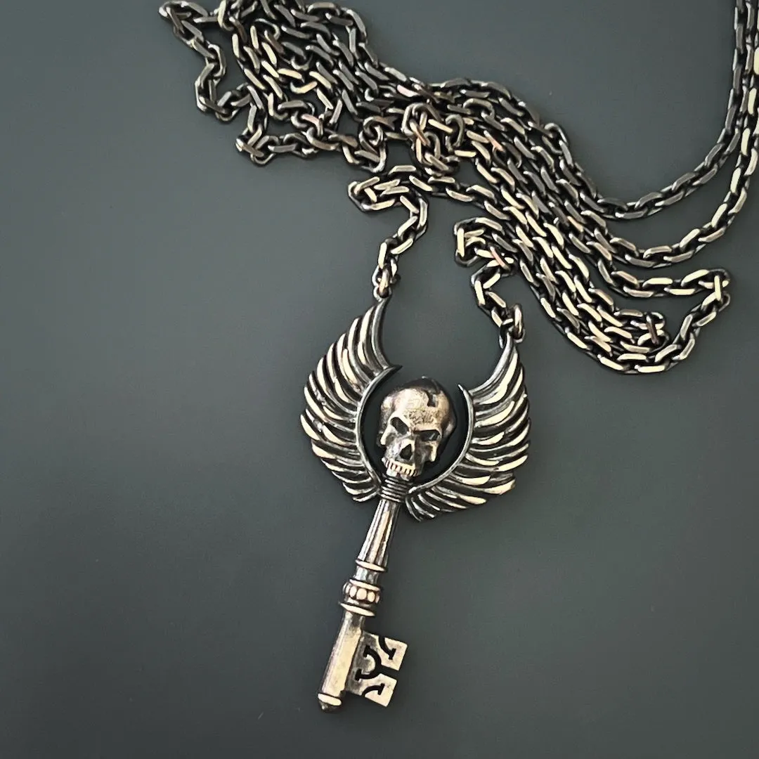 Key Skull Sterling Silver Necklace