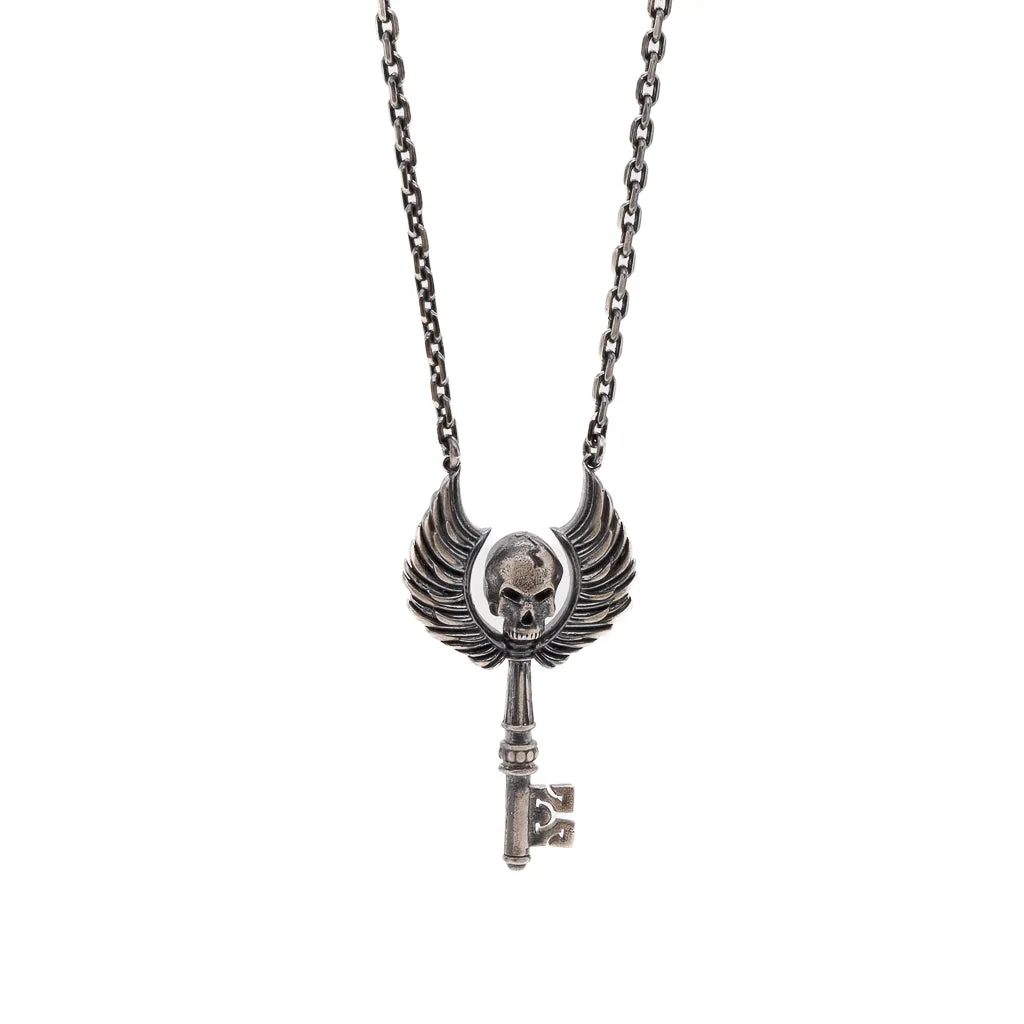 Key Skull Sterling Silver Necklace