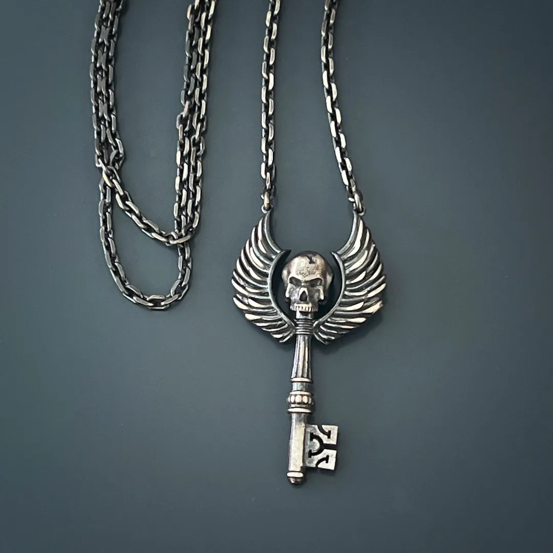 Key Skull Sterling Silver Necklace