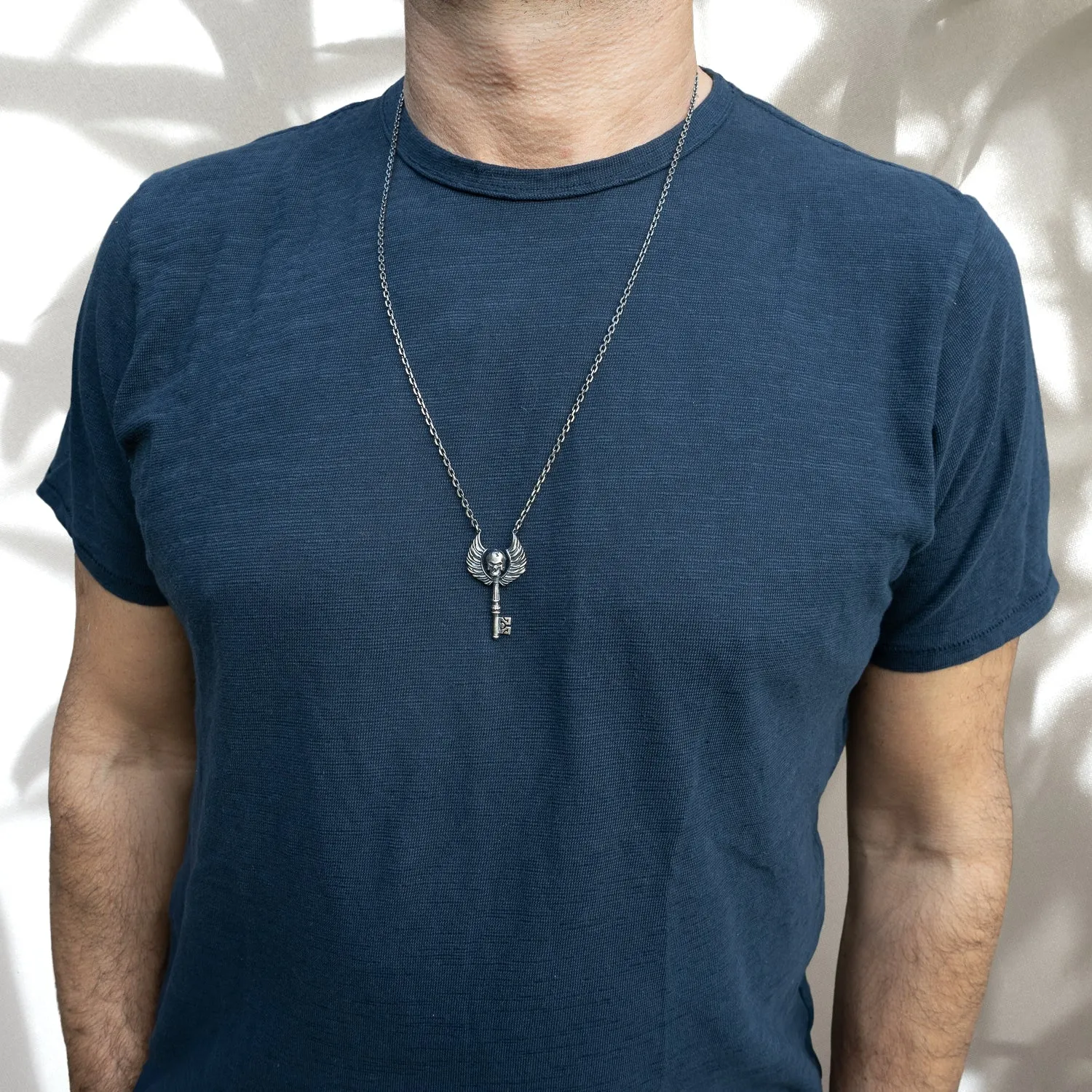 Key Skull Sterling Silver Necklace