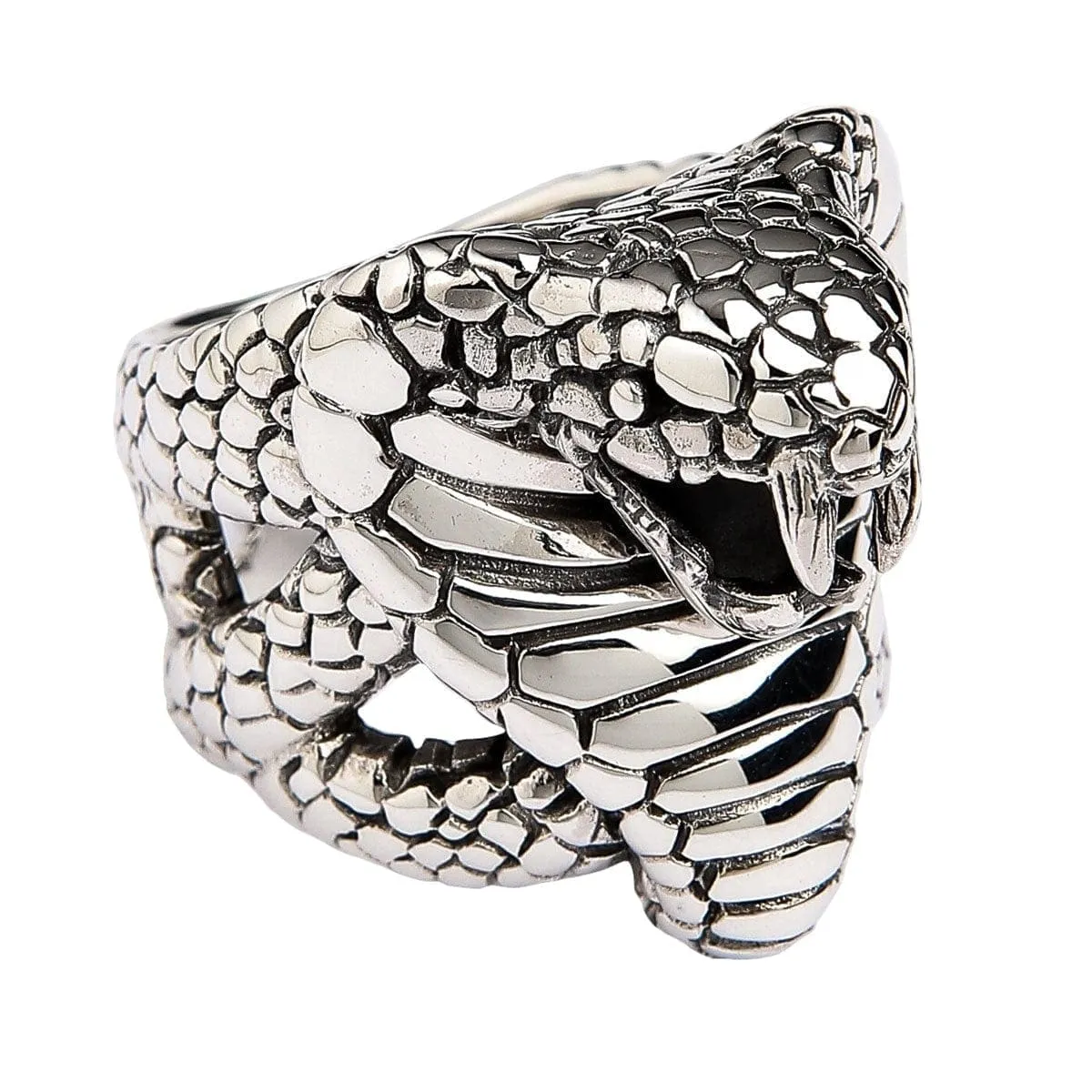 King Cobra Snake Head Sterling Silver Gothic Ring