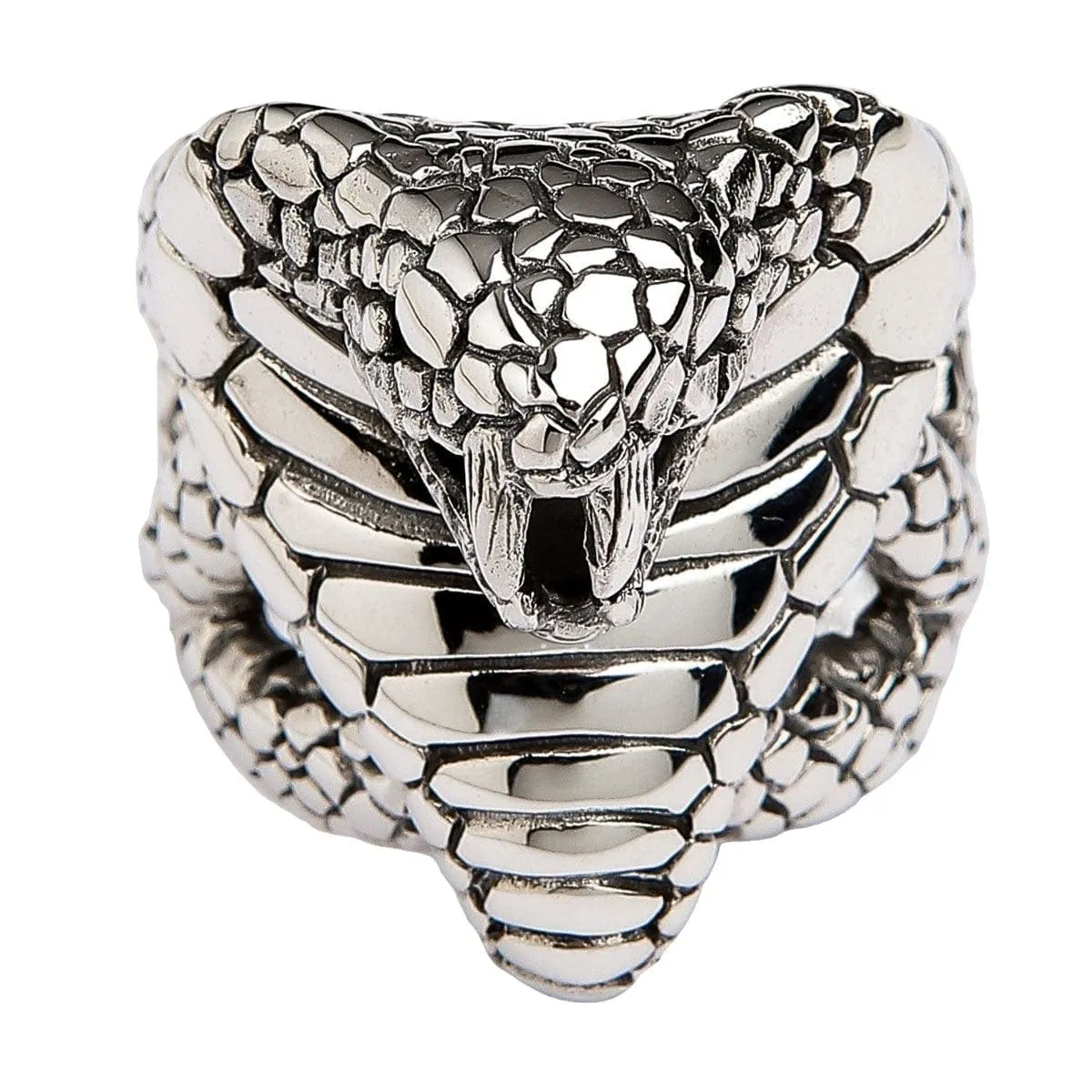 King Cobra Snake Head Sterling Silver Gothic Ring