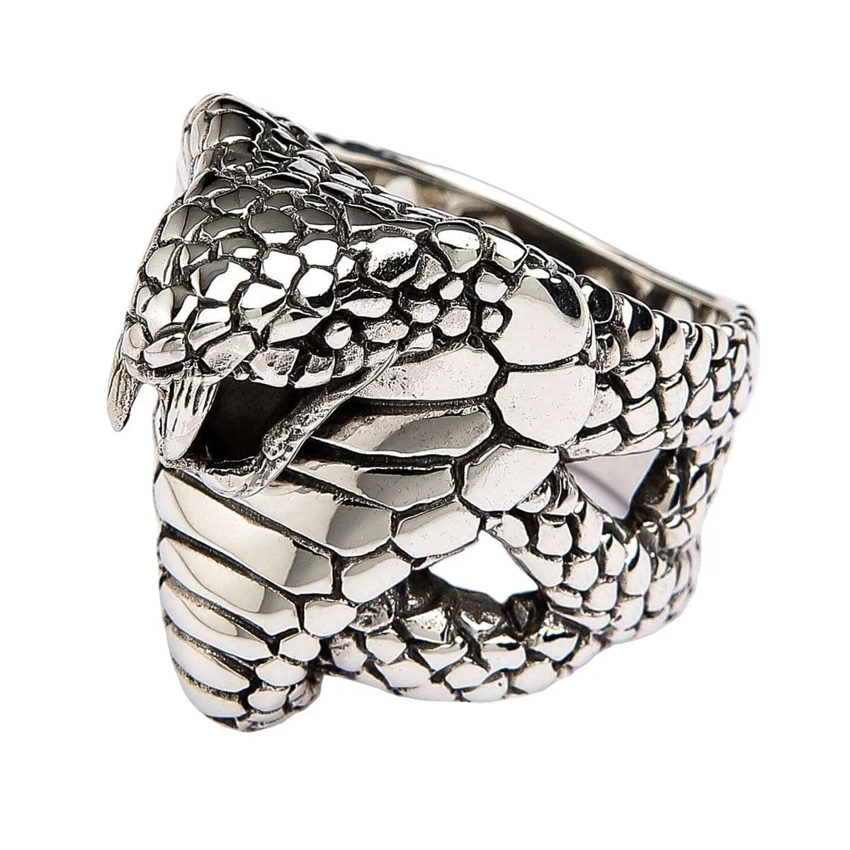 King Cobra Snake Head Sterling Silver Gothic Ring