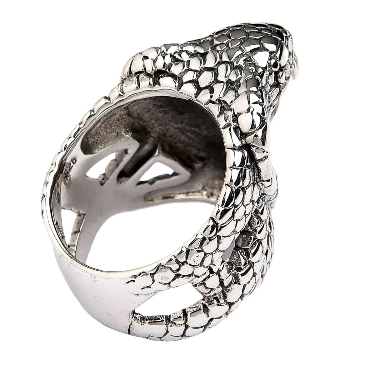 King Cobra Snake Head Sterling Silver Gothic Ring