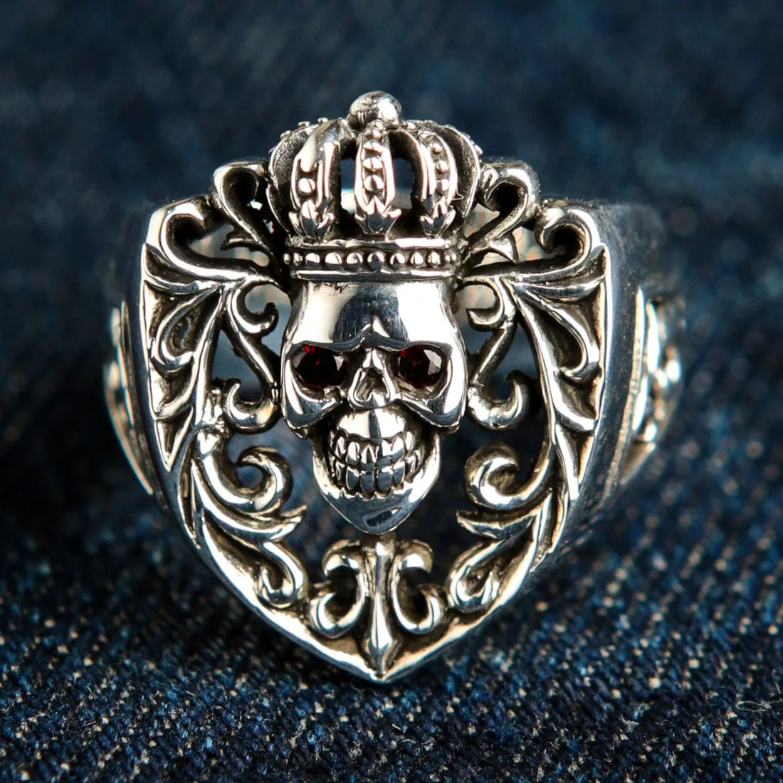 King Crown Sterling Silver Skull Ring