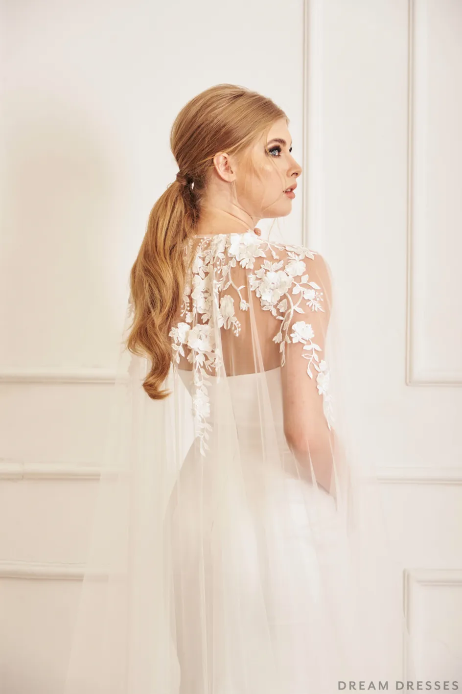Lace Bridal Cape Veil (#YVES)