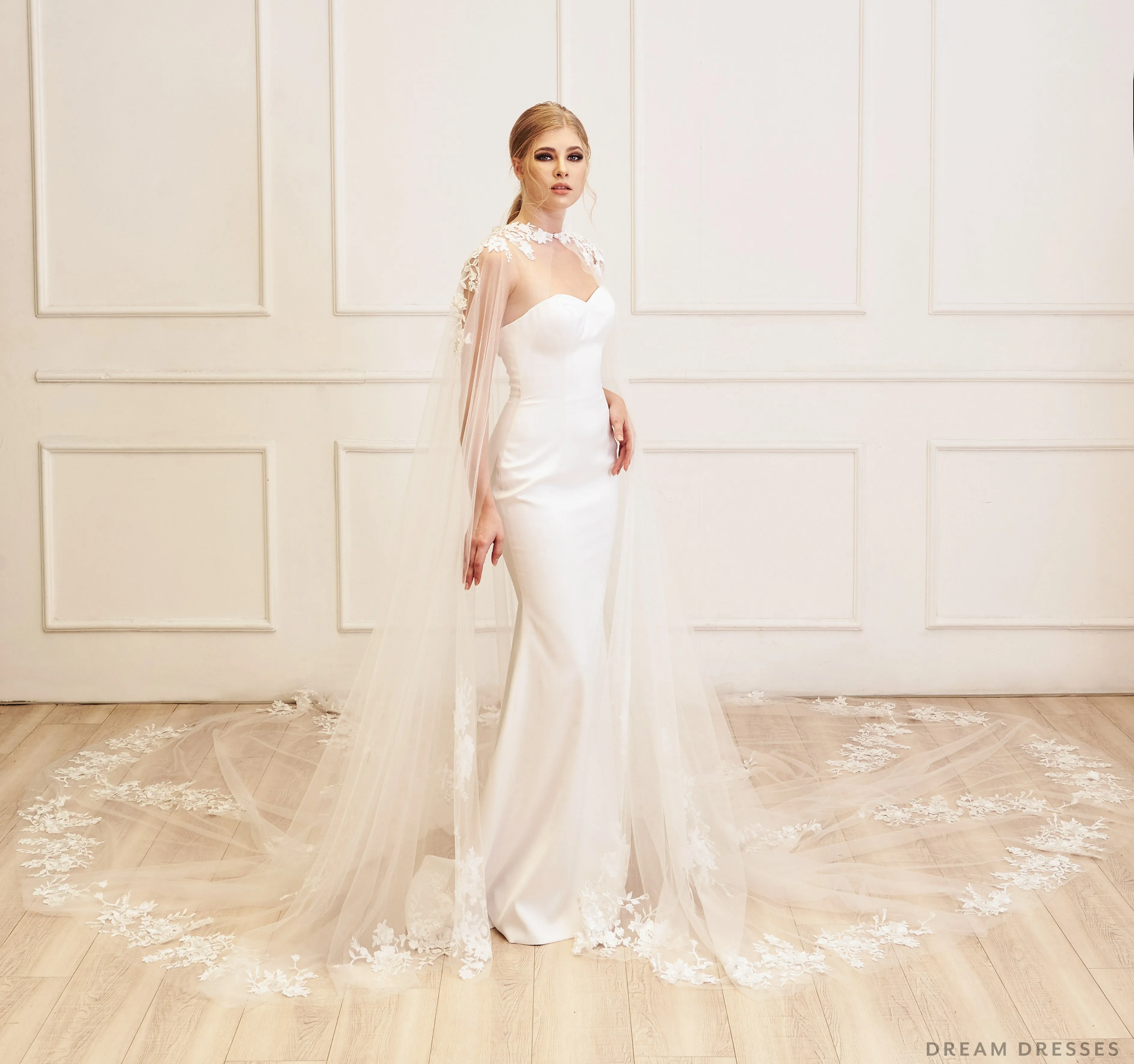 Lace Bridal Cape Veil (#YVES)