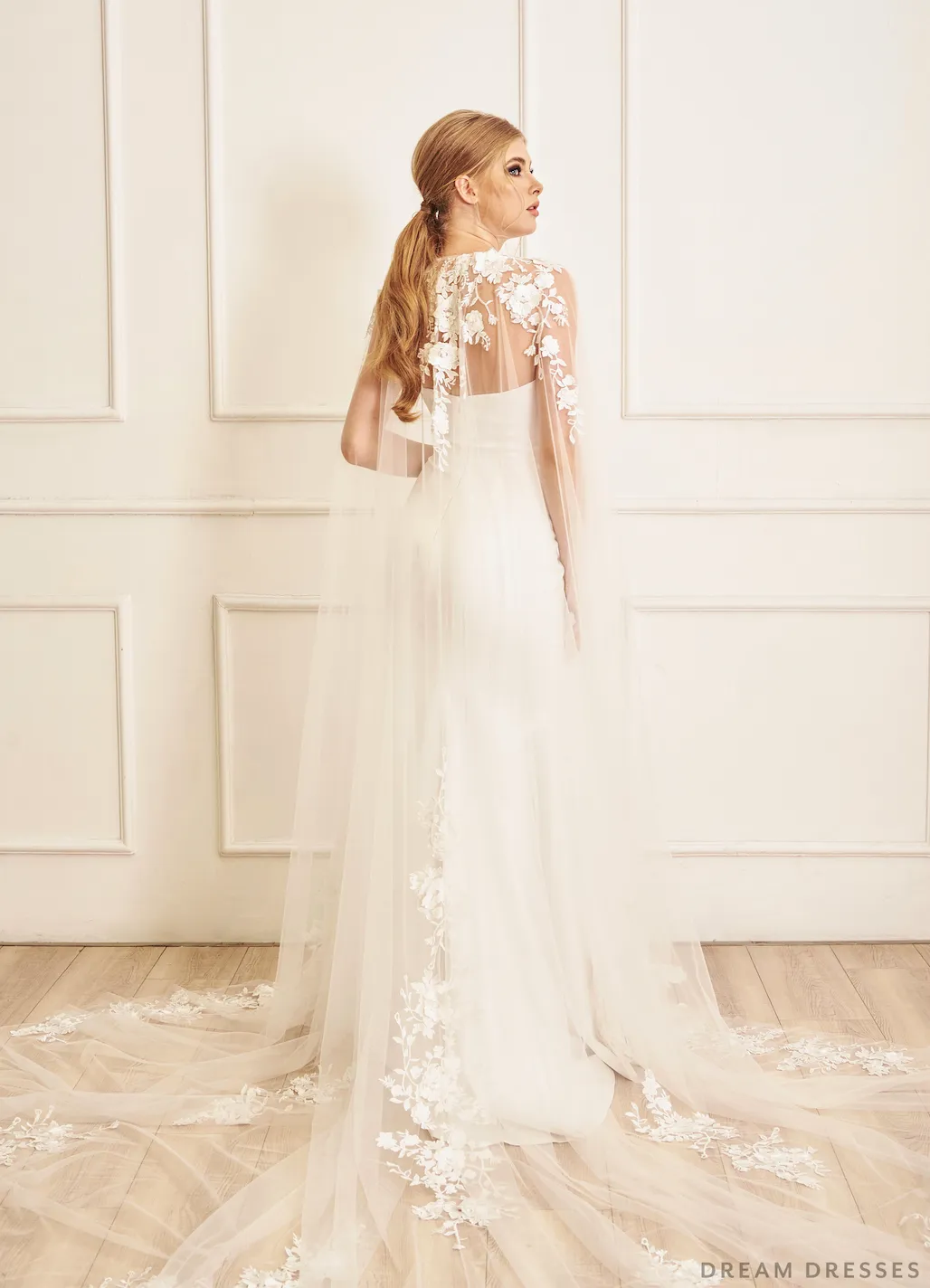 Lace Bridal Cape Veil (#YVES)