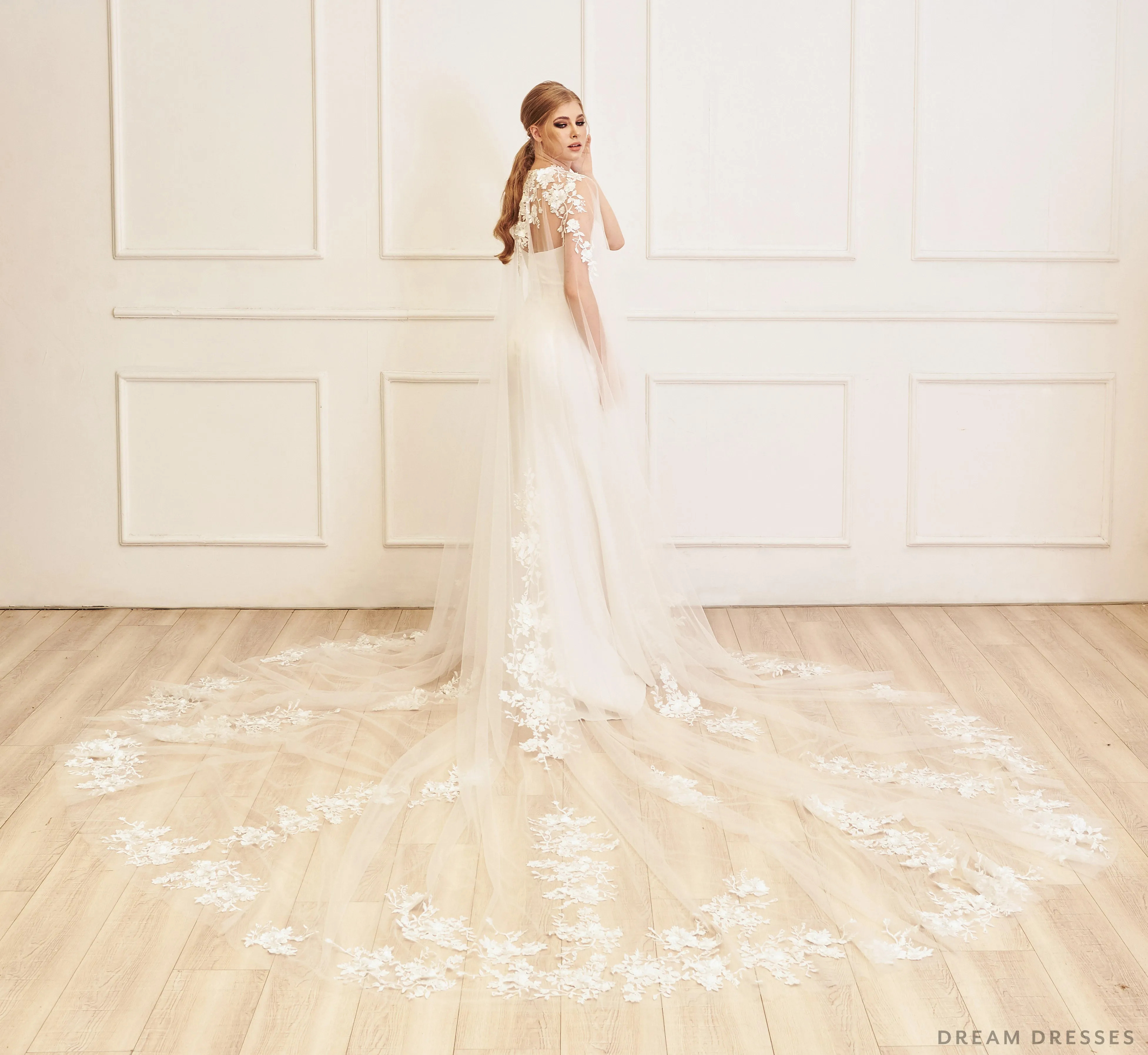 Lace Bridal Cape Veil (#YVES)