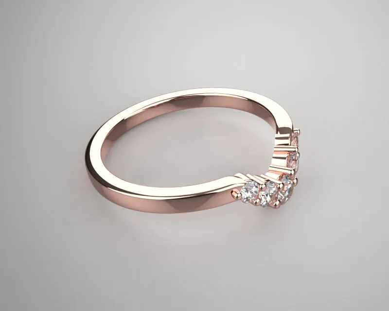 Ladies 5 Stone U shaped wedding band w Lab Grown Diamonds