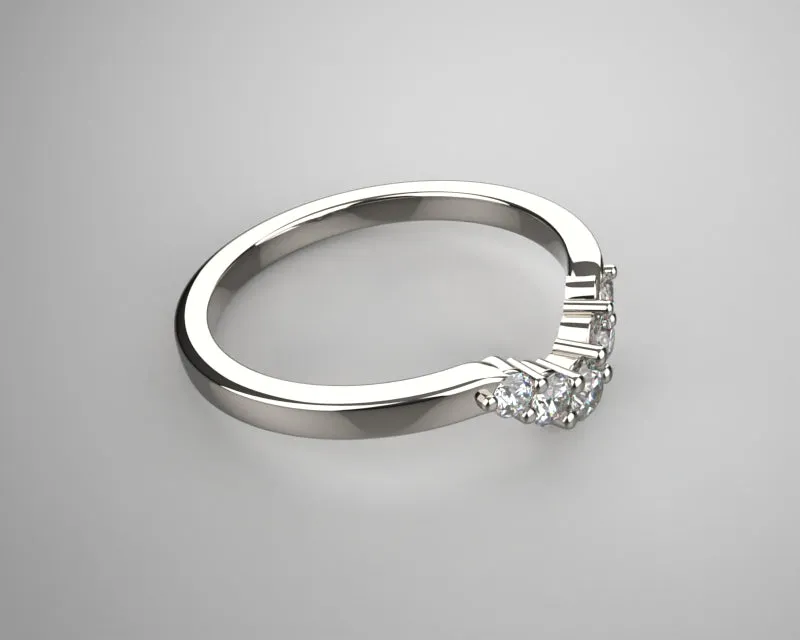 Ladies 5 Stone U shaped wedding band w Lab Grown Diamonds