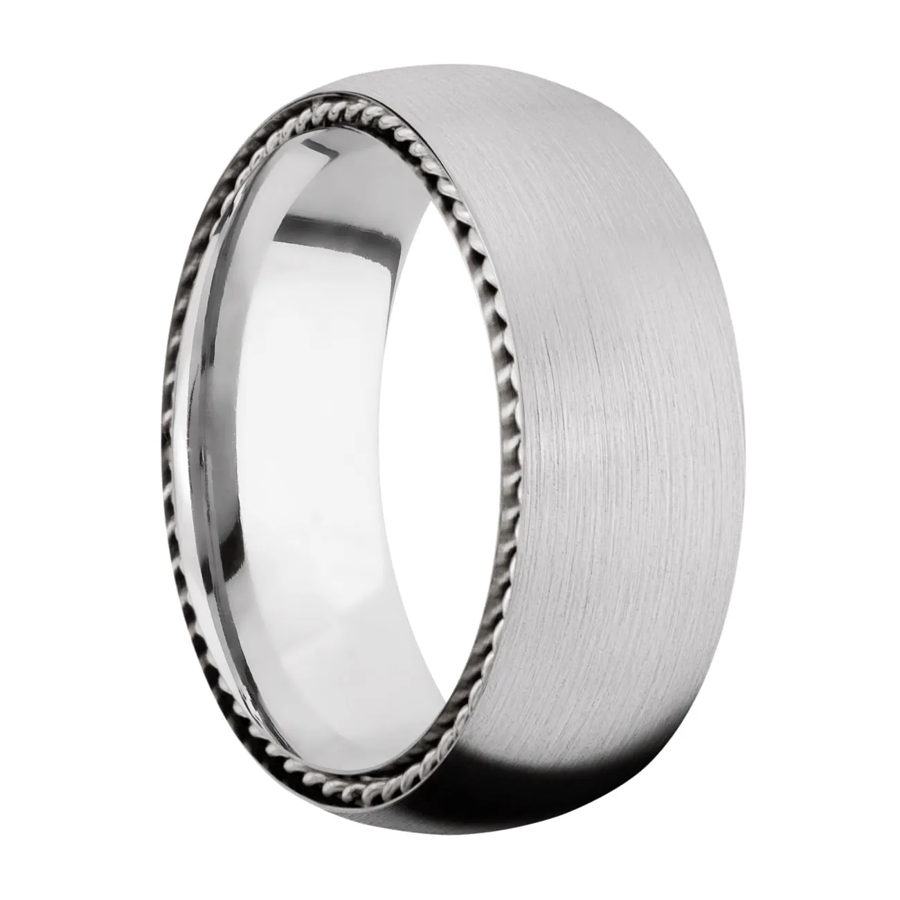 Lashbrook 8MM Cobalt Chrome Wedding Band with a Silver SideBraid