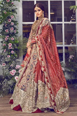 Latest beautiful Pakistani bridal dress online in rubby red color # B3461
