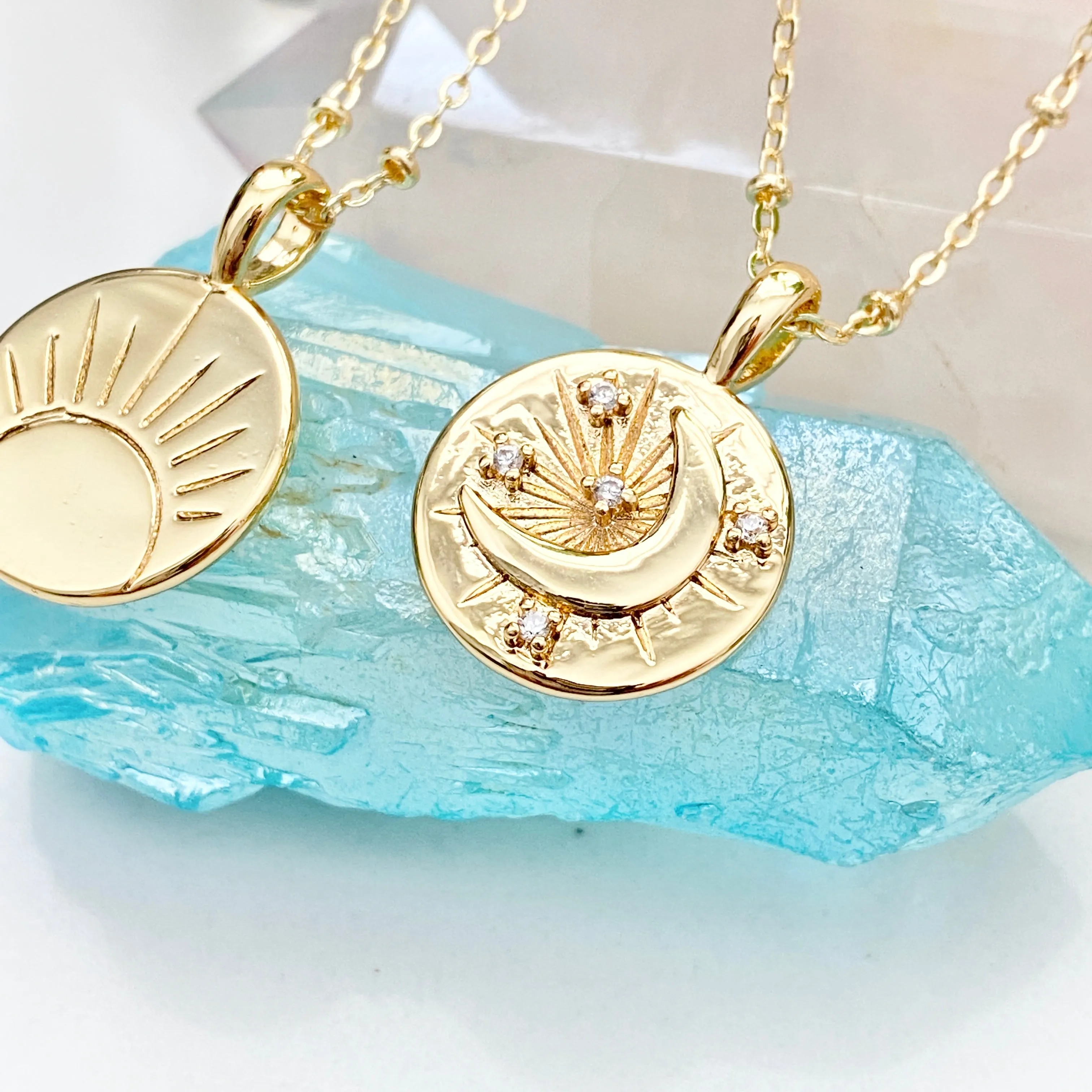 Laureen Reversible Moon & Sun Necklace