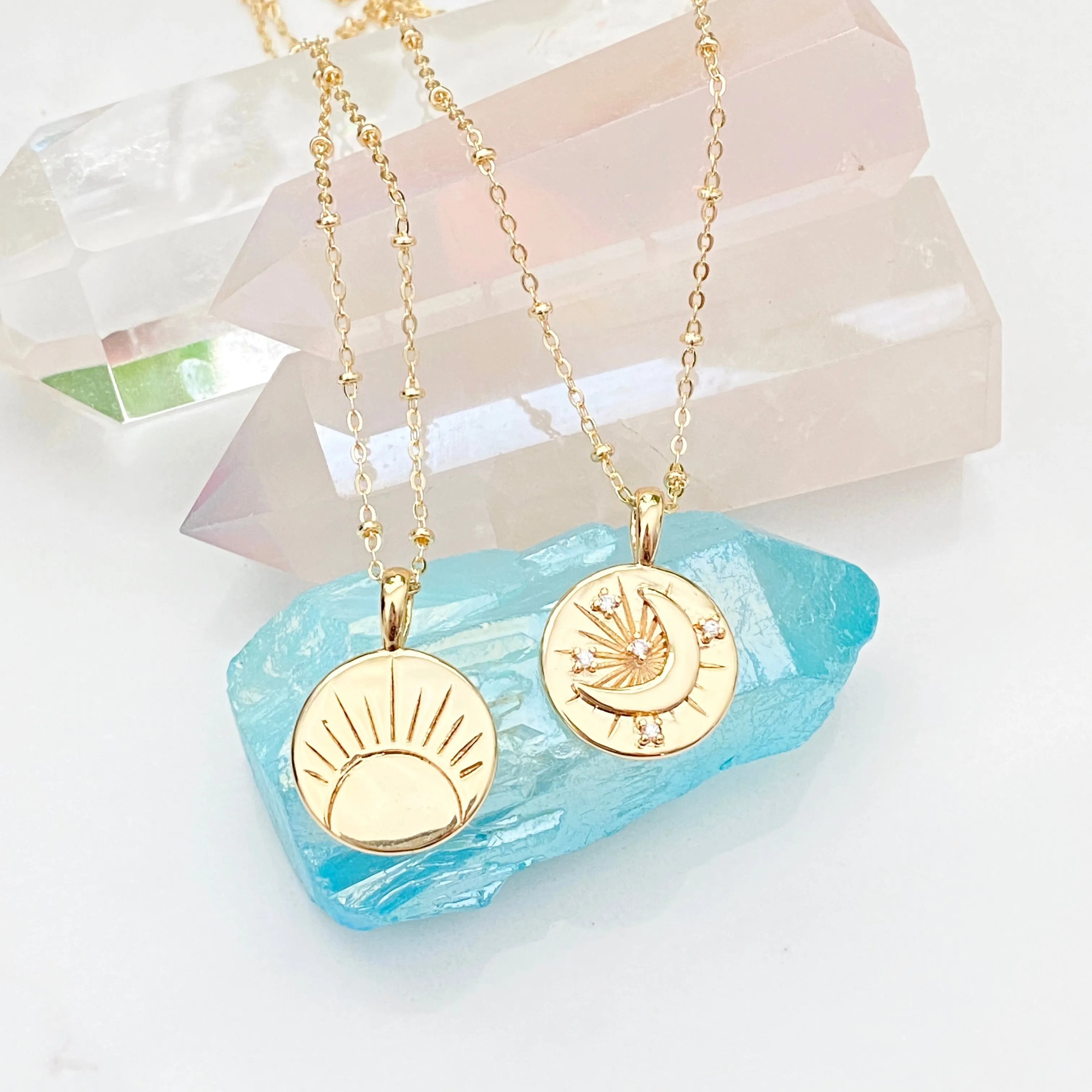 Laureen Reversible Moon & Sun Necklace