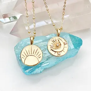 Laureen Reversible Moon & Sun Necklace