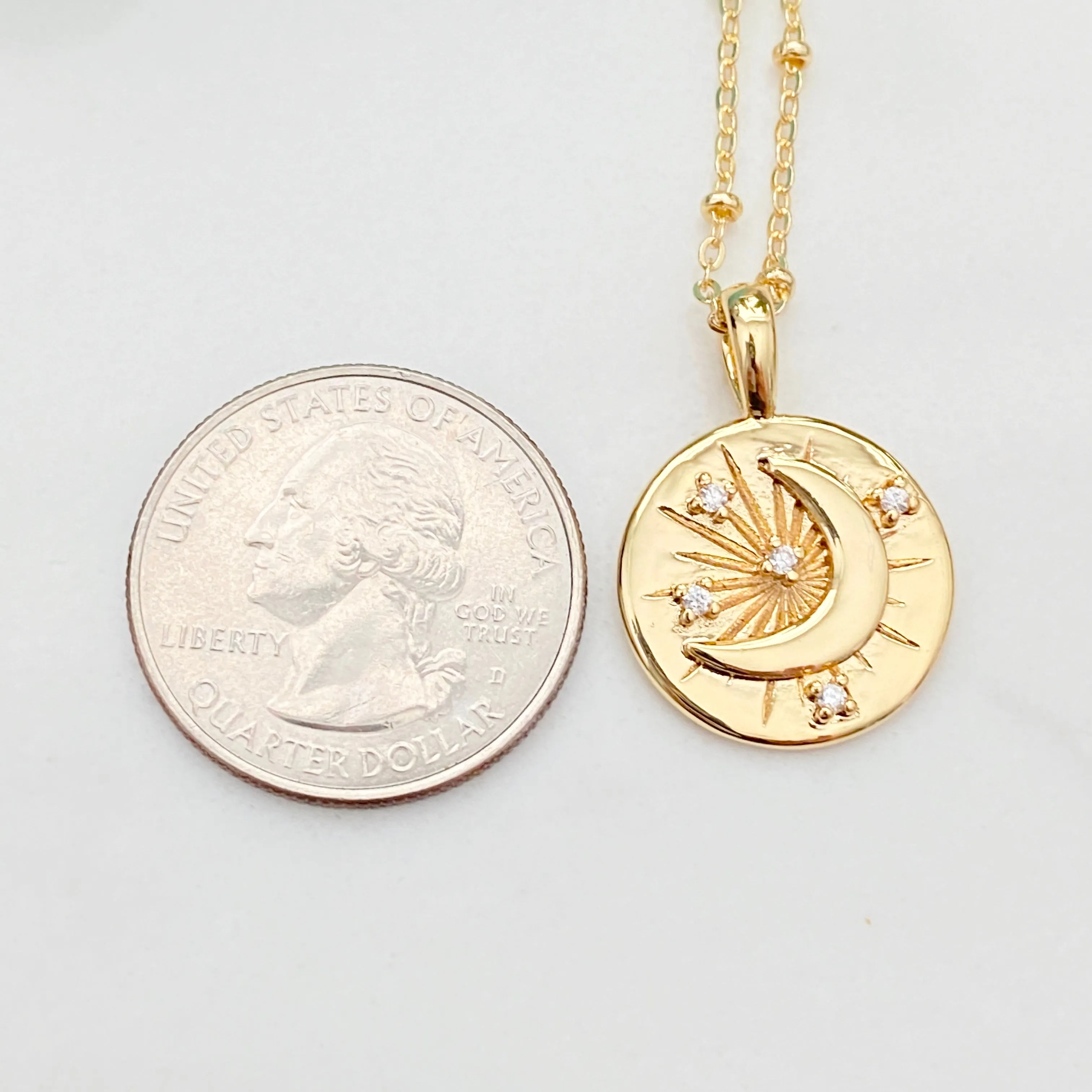 Laureen Reversible Moon & Sun Necklace
