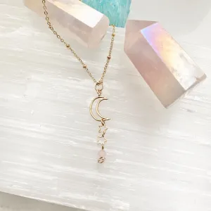 Leanna Moon Drop Beaded Tassel Necklace