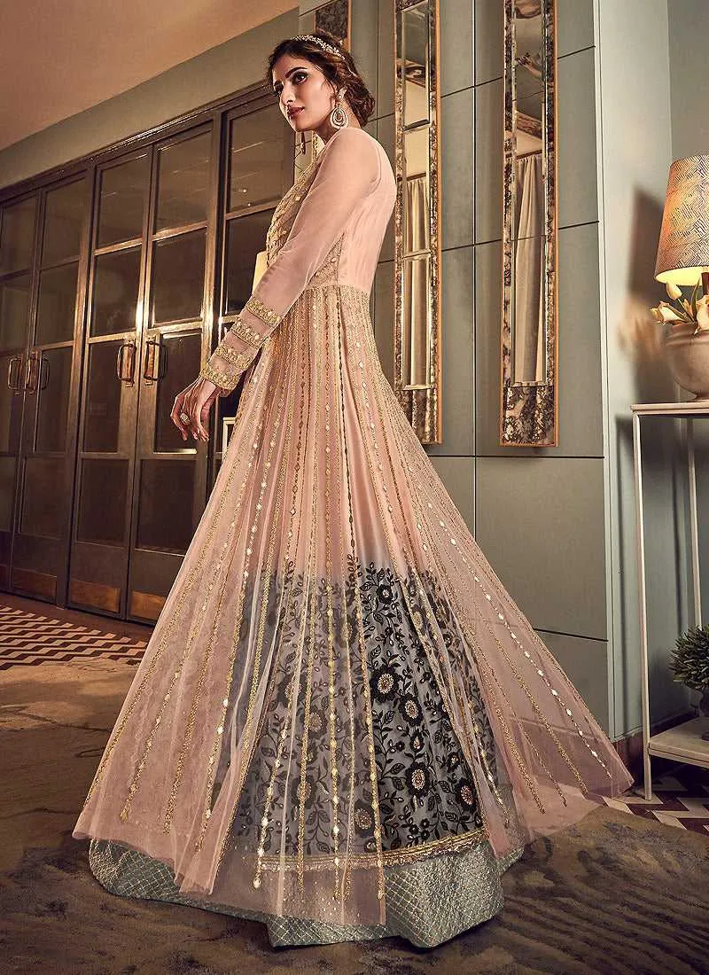 Light Pink Heavy Embroidered Gown Style Anarkali Suit