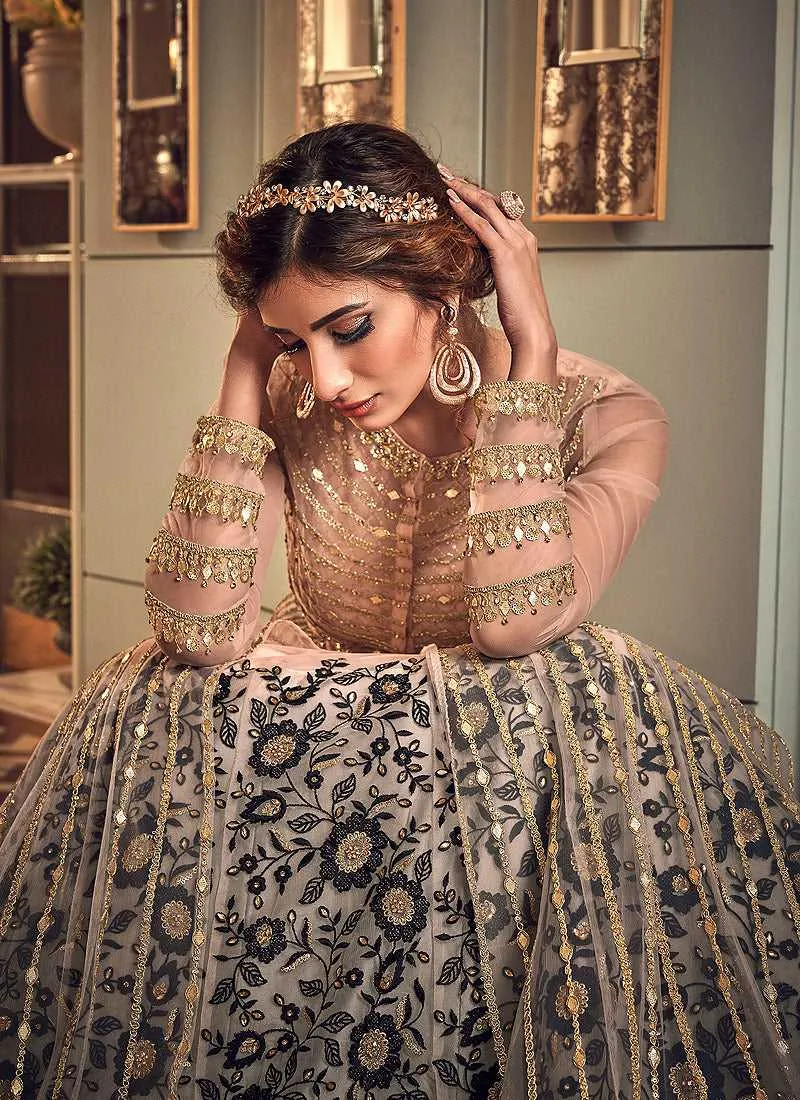 Light Pink Heavy Embroidered Gown Style Anarkali Suit