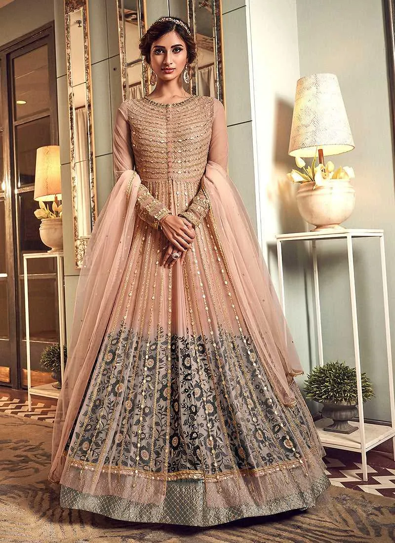 Light Pink Heavy Embroidered Gown Style Anarkali Suit