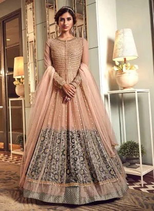 Light Pink Heavy Embroidered Gown Style Anarkali Suit