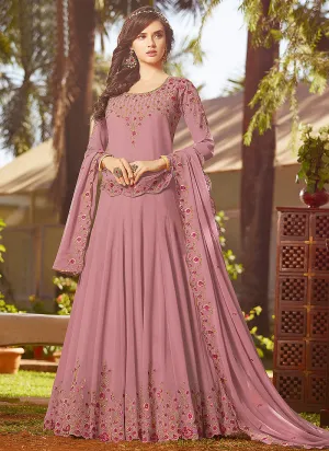 Light Purple With Multi Embroidered Georgette Anarkali Suit