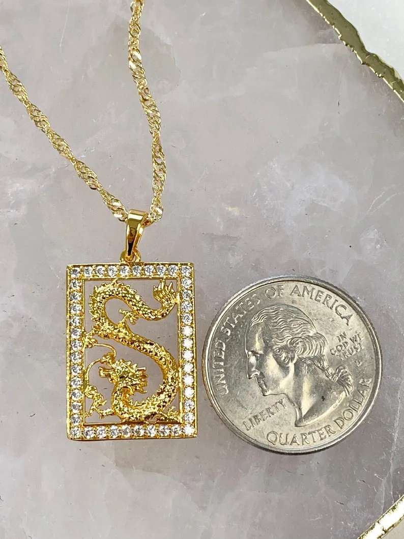 Ling Ling Cubic Zirconia Lucky Dragon Necklace