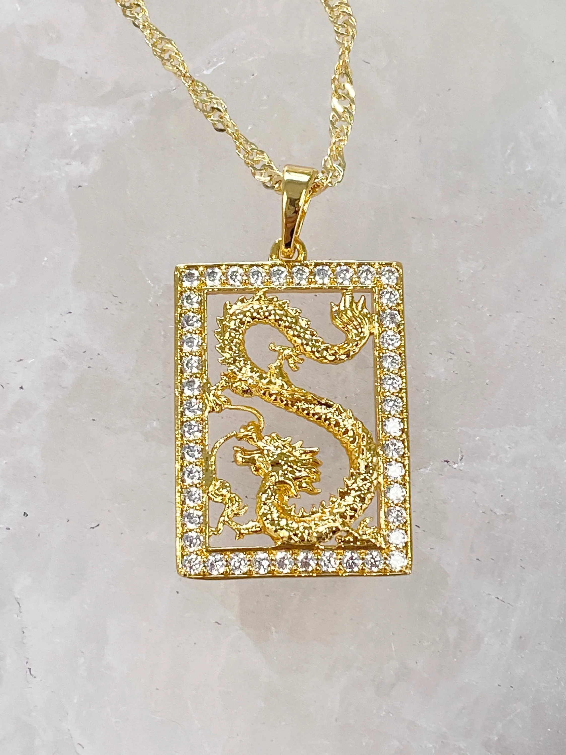 Ling Ling Cubic Zirconia Lucky Dragon Necklace