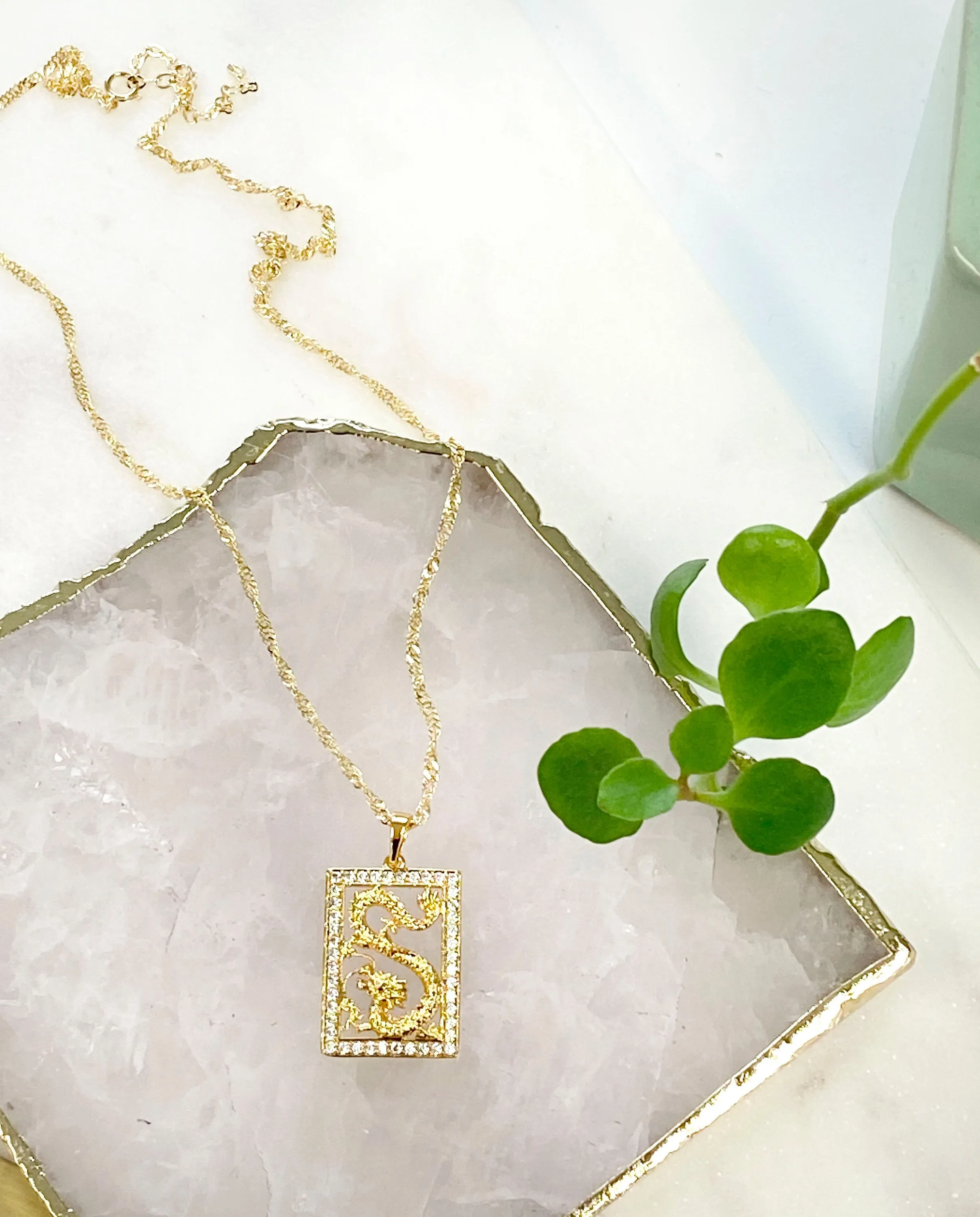 Ling Ling Cubic Zirconia Lucky Dragon Necklace