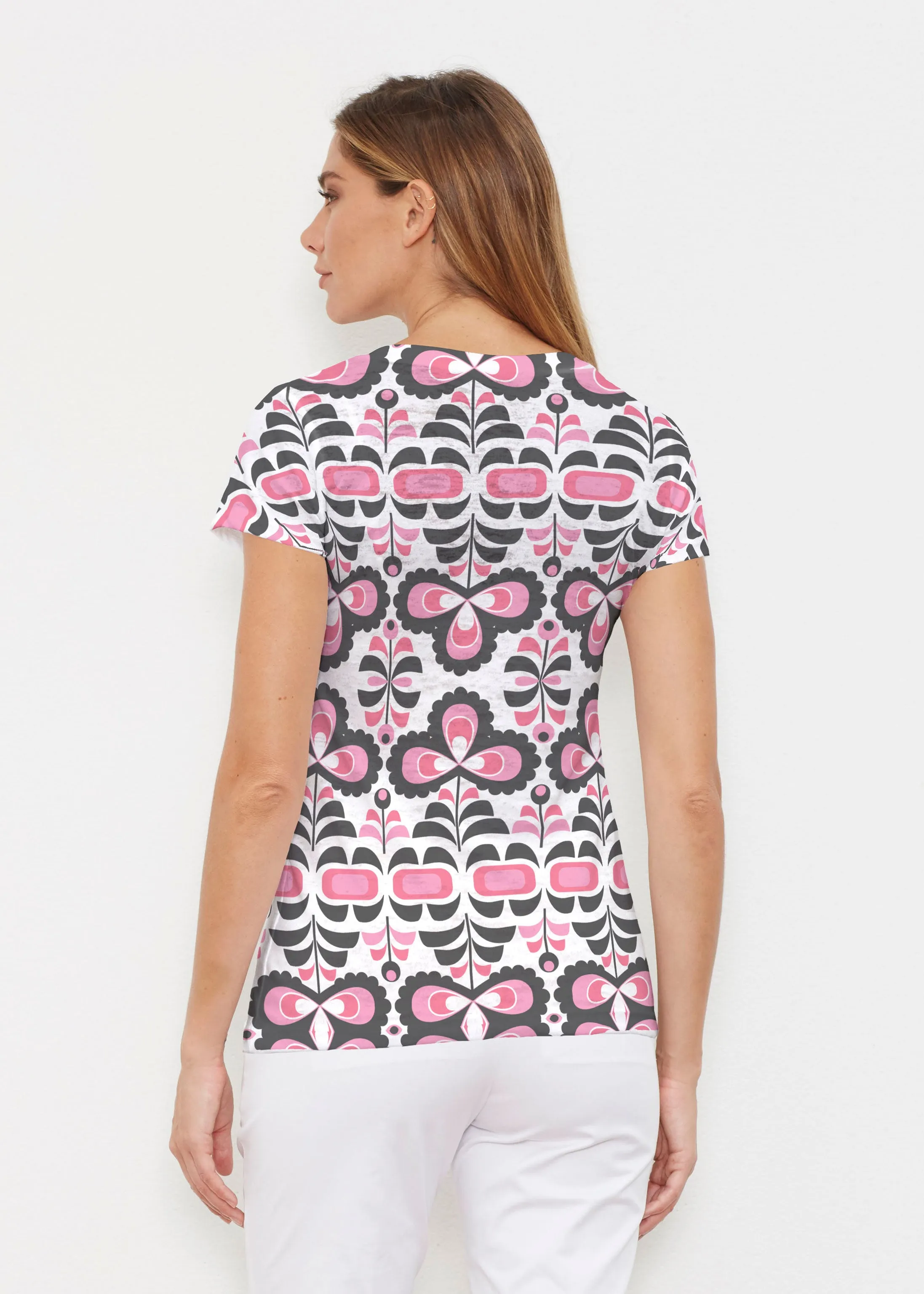 Lolly (8090) ~ Signature Cap Sleeve V-Neck Shirt