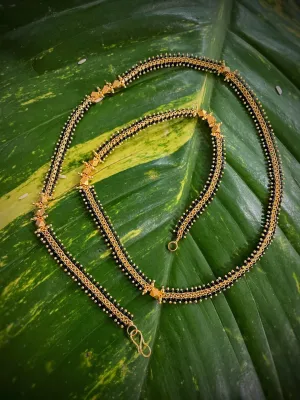 Long Mangalsutra Designs Gold Plated Chain with Black/Gold Beads (26 Inches)