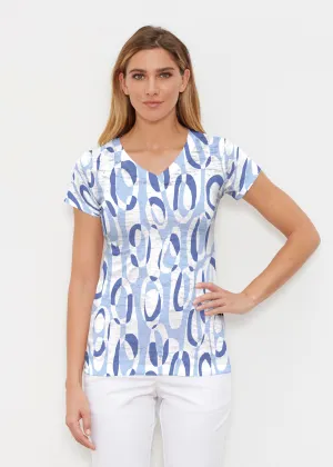 Loop ta Loop Blue (8086) ~ Signature Cap Sleeve V-Neck Shirt