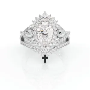 Loyalty Ring- 1ct Pear Cut Black Diamond Skull Ring Set
