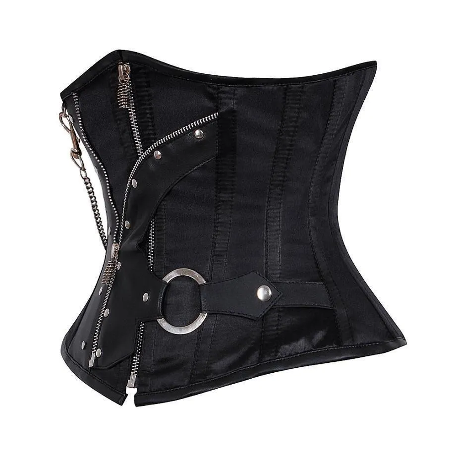 Loyd Black Satin Gothic Underbust Corset