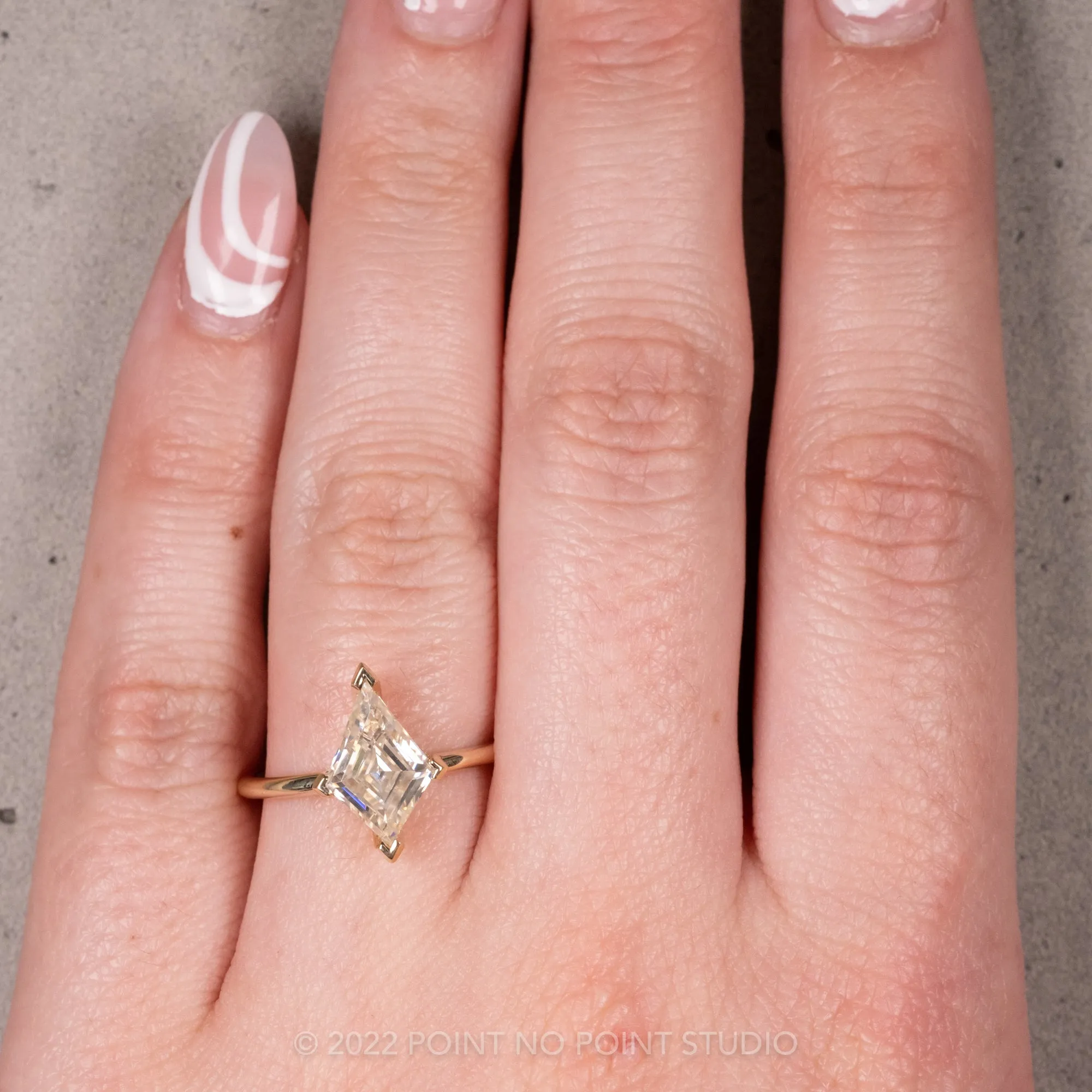 Lozenge Moissanite Engagement Ring, Charlize Setting, 14K Yellow Gold