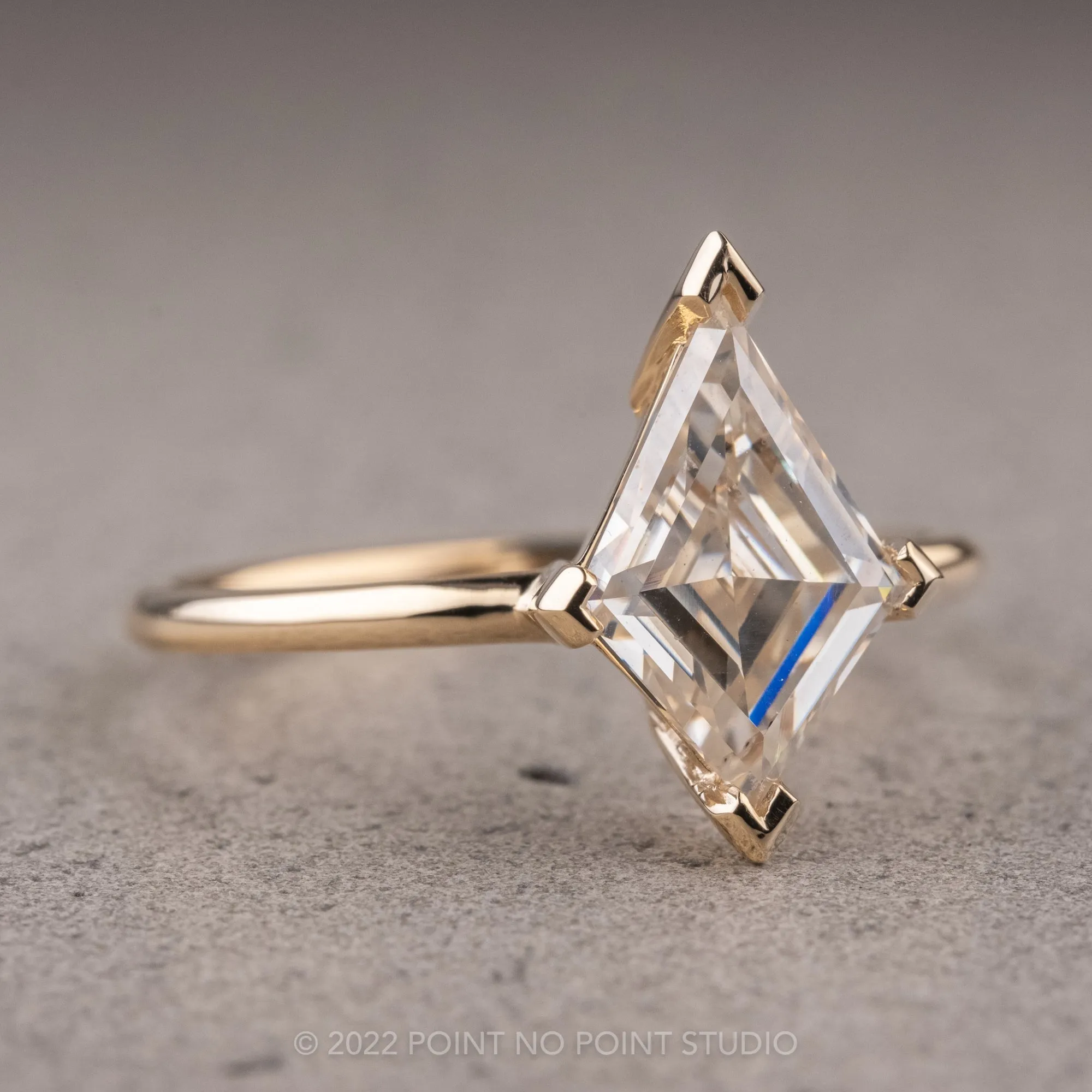 Lozenge Moissanite Engagement Ring, Charlize Setting, 14K Yellow Gold