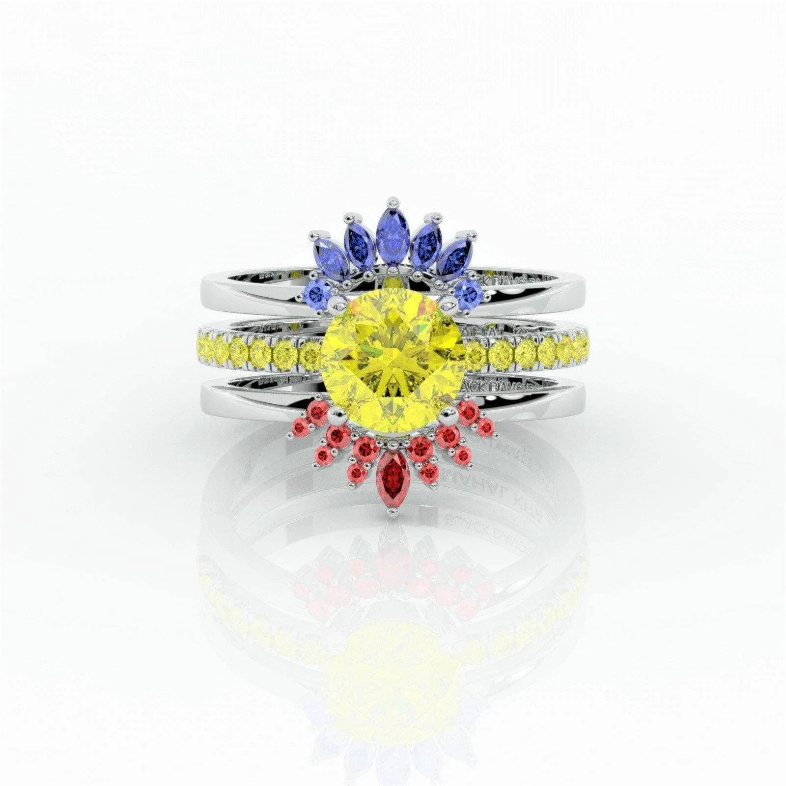 Mahal Kita (I LOVE YOU)- Rare Yellow Round Diamond Love Language Ring Set