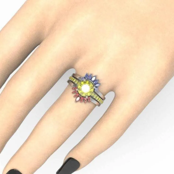 Mahal Kita (I LOVE YOU)- Rare Yellow Round Diamond Love Language Ring Set