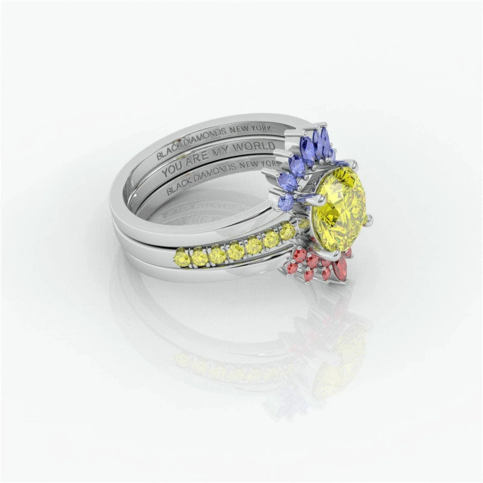 Mahal Kita (I LOVE YOU)- Rare Yellow Round Diamond Love Language Ring Set