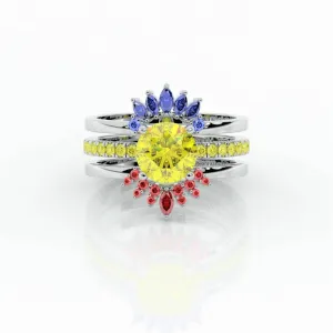 Mahal Kita (I LOVE YOU)- Rare Yellow Round Diamond Love Language Ring Set