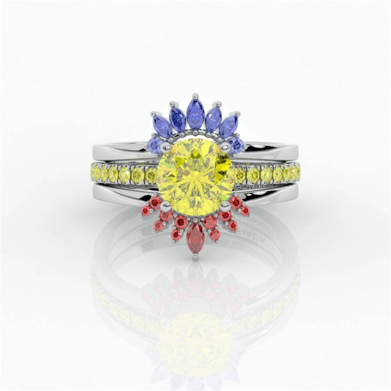 Mahal Kita (I LOVE YOU)- Rare Yellow Round Diamond Love Language Ring Set