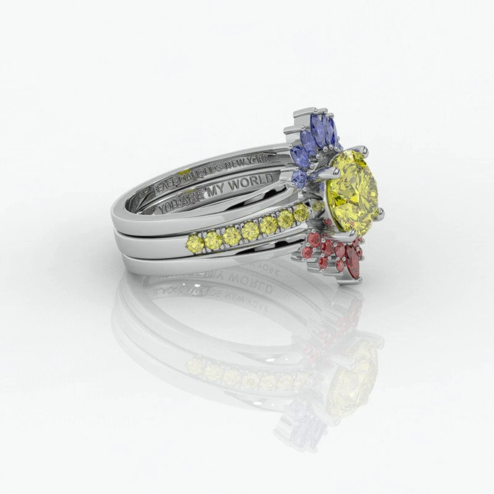 Mahal Kita (I LOVE YOU)- Rare Yellow Round Diamond Love Language Ring Set