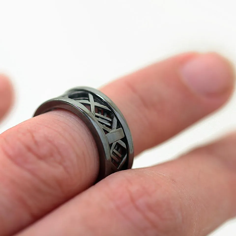 Mash- mens black wedding bands